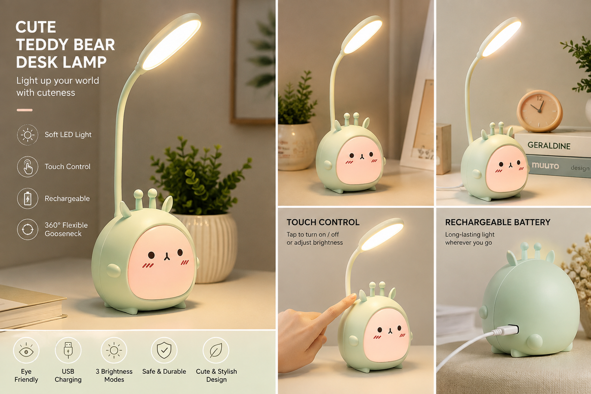 Cute Teddy Bear Rechargeable LED Desk Lamp